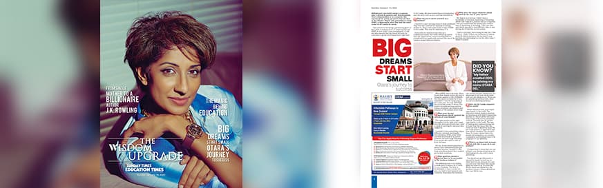 Otara Gunewardene featured on the cover page of Wisdom Upgrade Magazine, Sunday Times