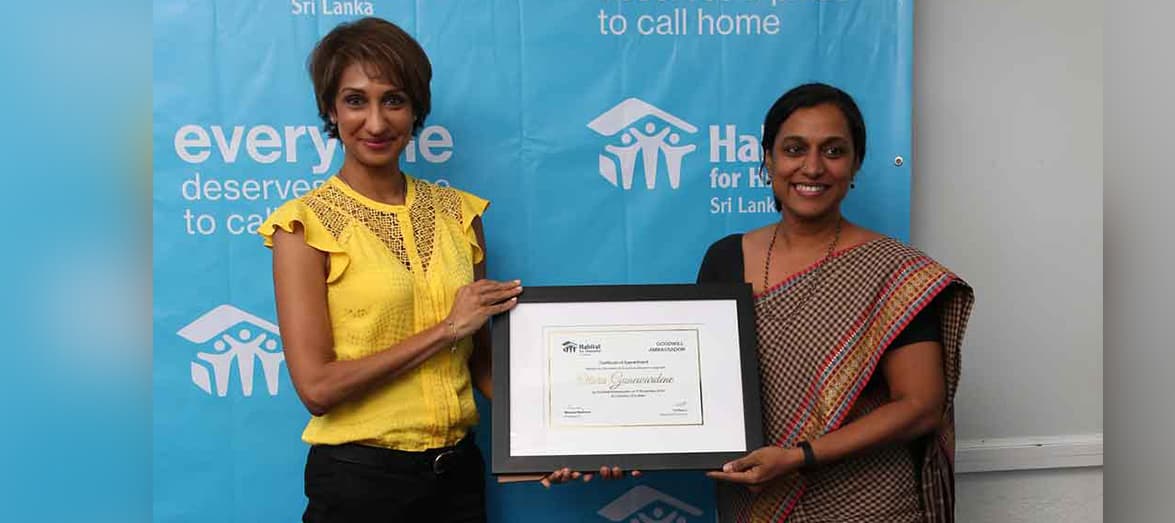 Otara Gunewardene appointed as the Goodwill Ambassador for Habitat for Humanity Sri Lanka