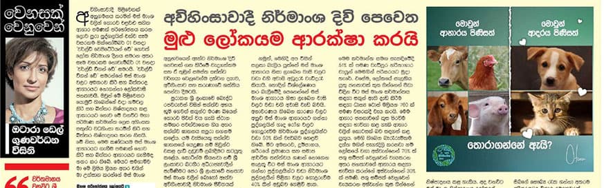 අවිහිංසාවාදී නිර්මාංශ දිවි පෙවෙත මුළු ලෝකයම ආරක්ෂා කරයි.